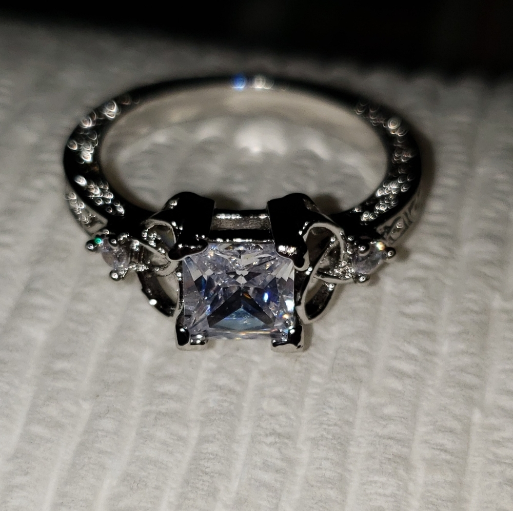 2ct Square Cut White Topaz Engagement Ring